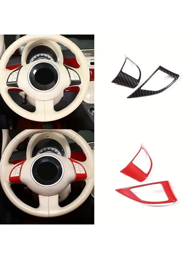Carbon Fiber Pattern Steering Wheel Button Frame For Fiat 500 2010 2015 Custom Fit Interior Decoration - Image 1